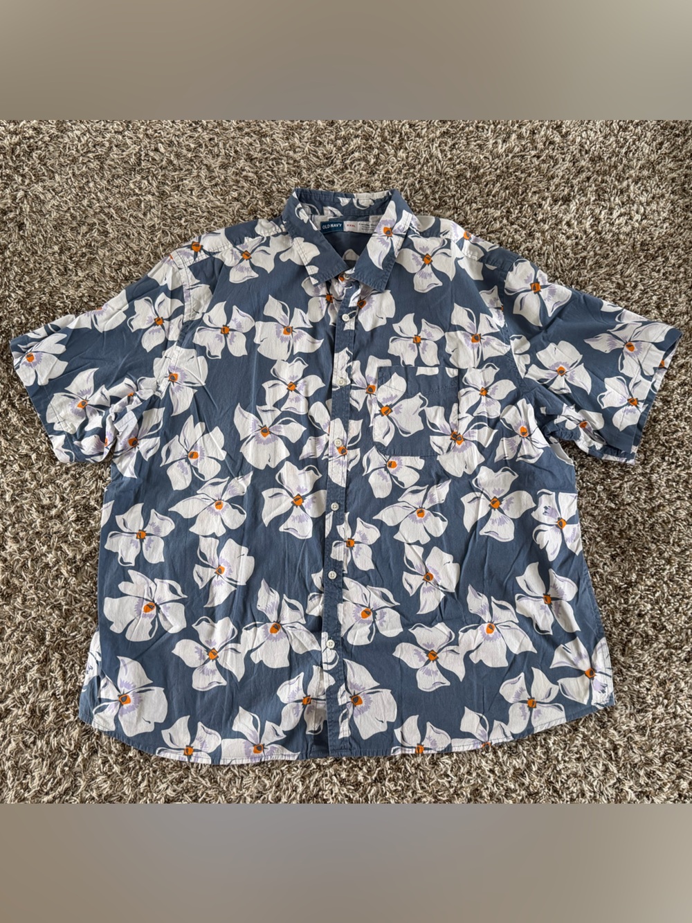 Old Navy Blue Floral Short-Sleeve Button-Down Shirt